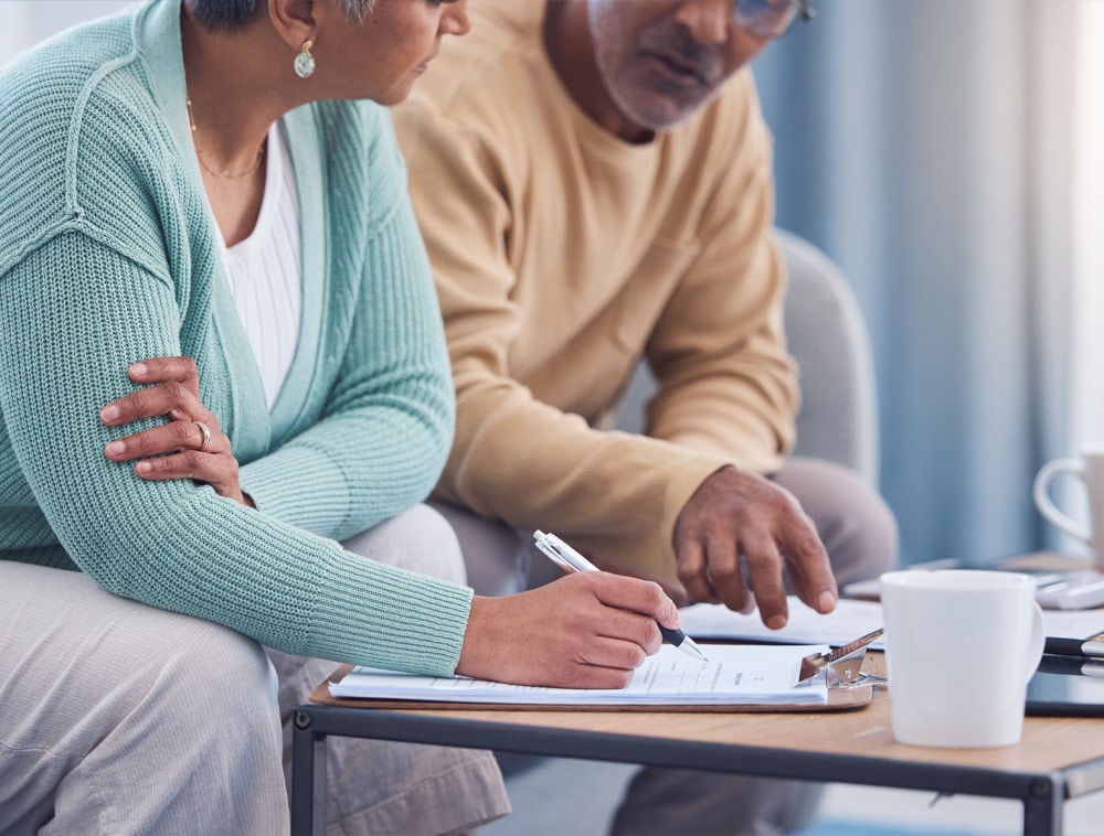 a man and a woman sitting at a table